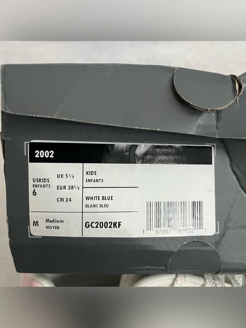 New Balance 2002 White Leather Sneakers with Pale Pink & Light Blue Accents